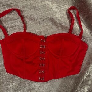 Red Corset Top with Hook Details